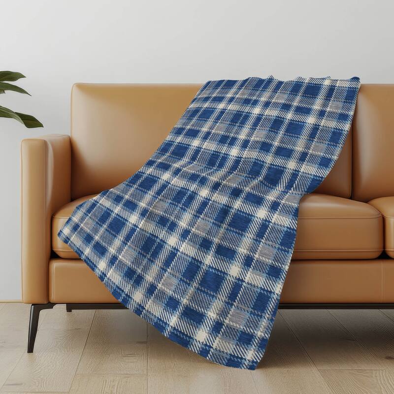 Premium Machine Washable Plaid Sherpa Throw Blanket