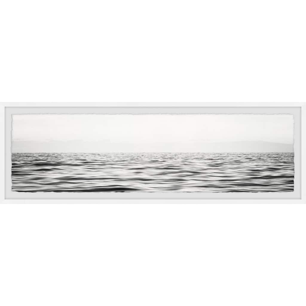B&W Sea Framed Wall Art, Coastal Serenity - Tranquil Ocean-Inspired Wall Décor
