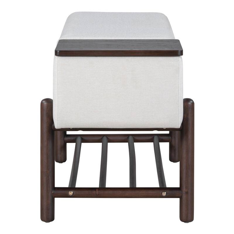 Modern 47.2" Upholstered Storage Bench with Hidden Compartment for Entryway and Living Room