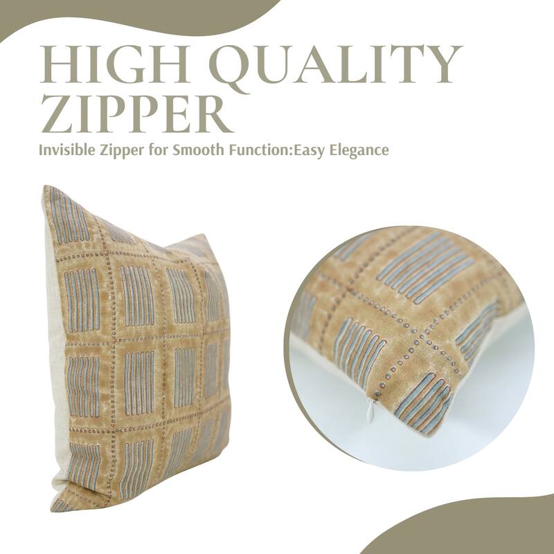 Fabdivine 22x22 Inch Stripted Pillow Cover for Dining Room Chair Sofa Bed Boho Farmhouse Décor Pure Soft Linen Brown, Yug