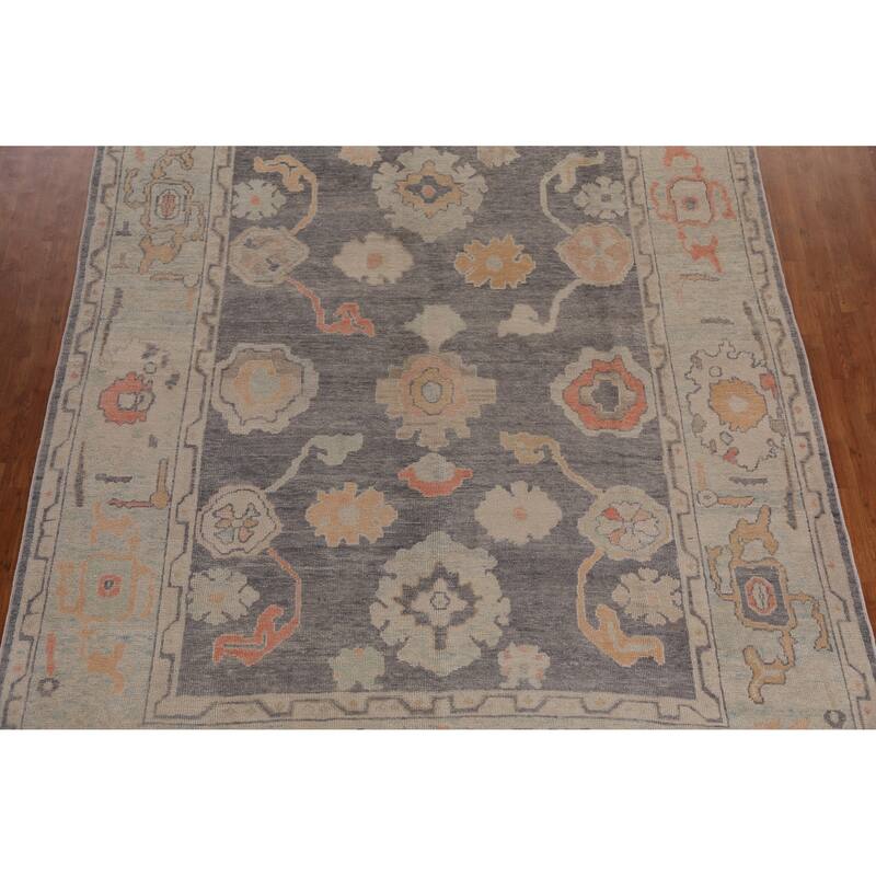 Hand Knotted Oriental 100% Wool Carpet Transitional All-Over Greys & Charcoal Oushak Area Rug - 11' 7'' X 8' 10''