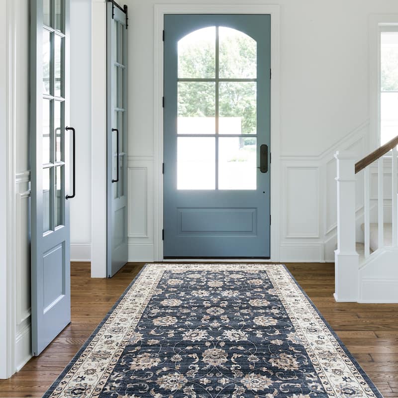 Glitzhome Traditional Distressed Floral Boho Printed Oriental Area Rugs