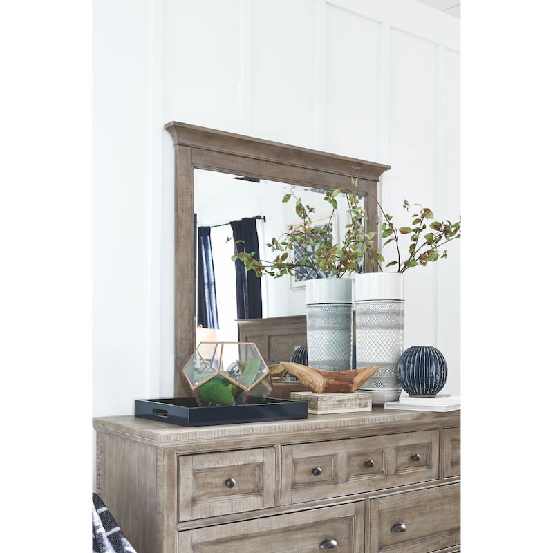 Magnussen Home Paxton Place Dovetail Grey Drawer Dresser With Landscape Mirror