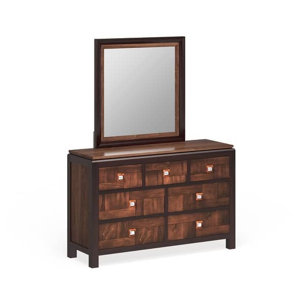 slide 2 of 10, Zuza Transitional Walnut 2-piece 7-Drawer Dresser and Mirror Set by Furniture of America