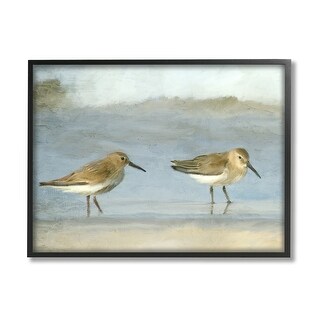 Stupell Two Sandpipers Stepping Beach Shore Framed Giclee Texturized ...