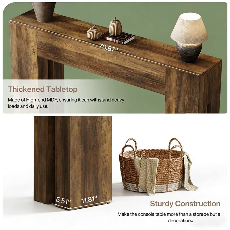 Rustic Sturdy Wooden Console Side Table