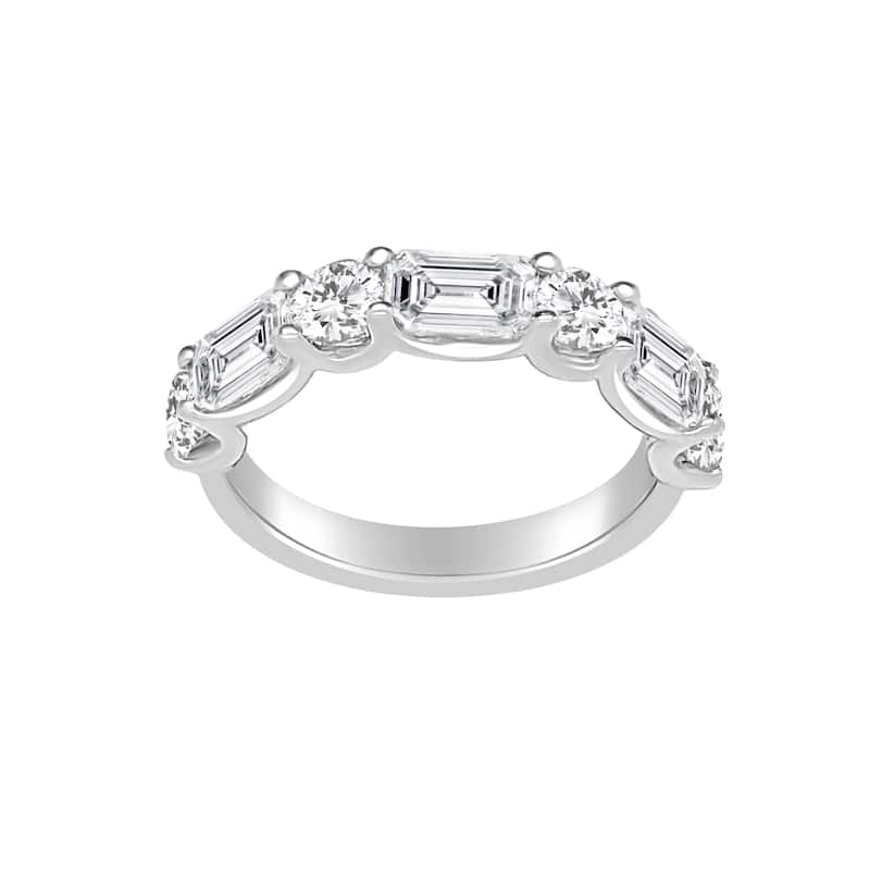 Auriya 14k Gold Lab Grown Emerald and Round Cut Diamond Band 3.03 ct. tw. (F-G, VS) - 5.5 - White