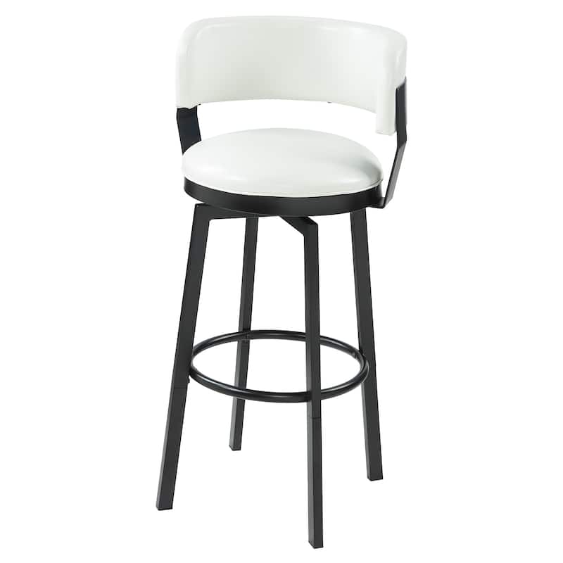 Azalea Park Barrel Back Indoor Adjustable Faux Leather Swivel Barstool - 19.49 W x 18.5 D x 37.8 H"