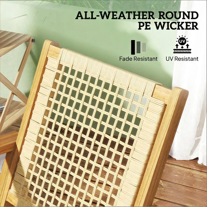 GDFStudio Outdoor Isolde Acacia Wood Rocking Chair with PE Wicker Comfort Set of 2