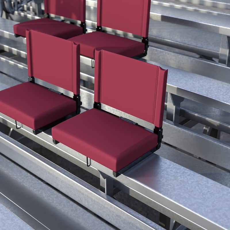 2 Pack 500 lb. Rated Lightweight Stadium Chair-Handle-Padded Seat - Maroon