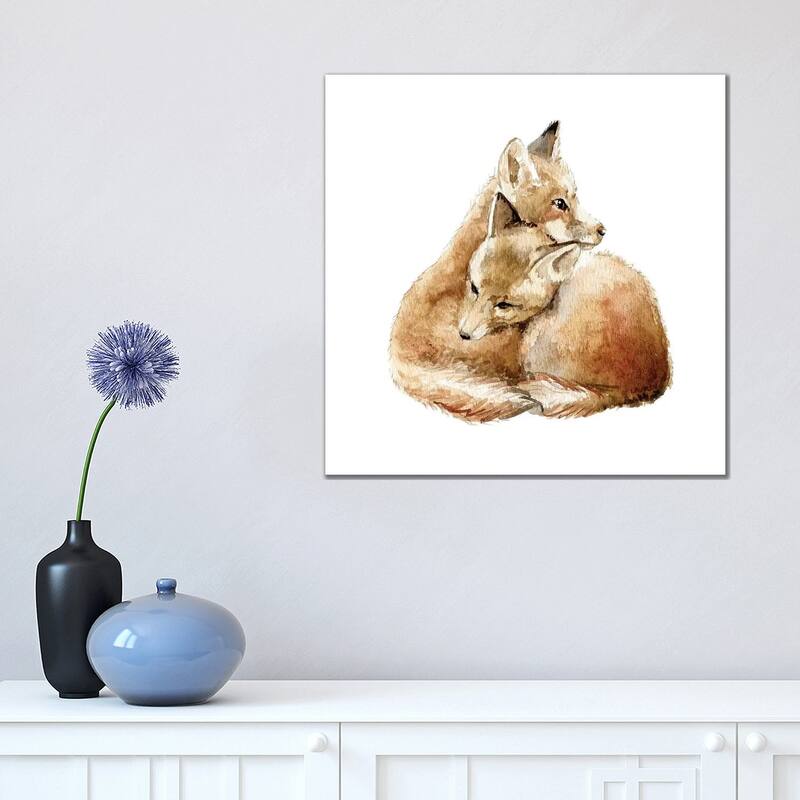 iCanvas "Cuddling Foxes" by Wandering Laur Canvas Print - 18x18x1.5