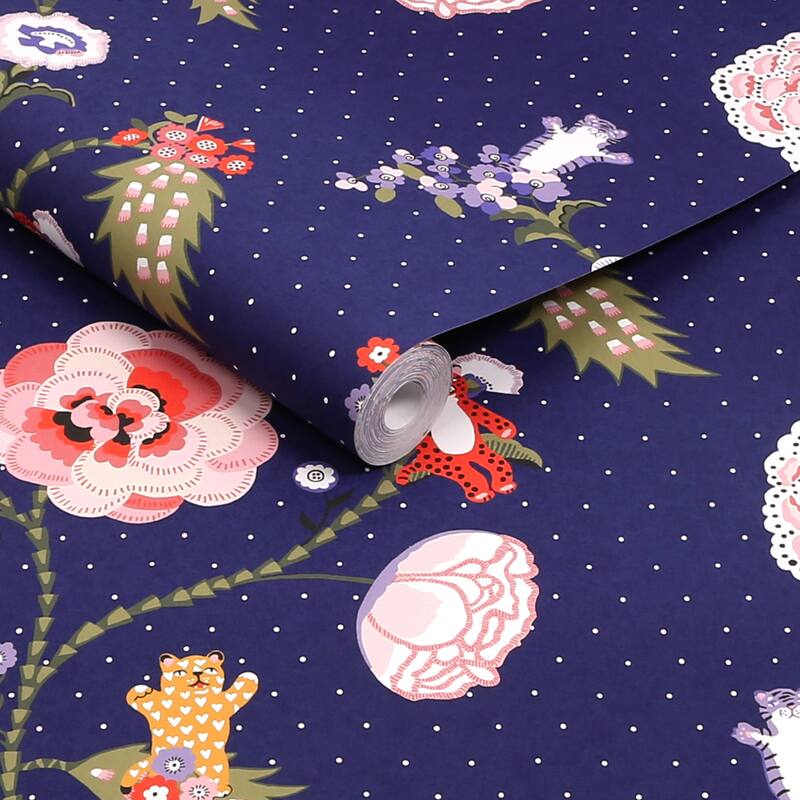 Cath Kidston Catnip Navy Wallpaper