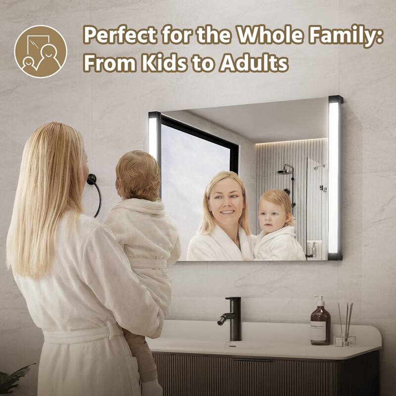 Modland 270° Adjustable LED Bathroom Mirror with Lights Stepless Dimming and Memory Function