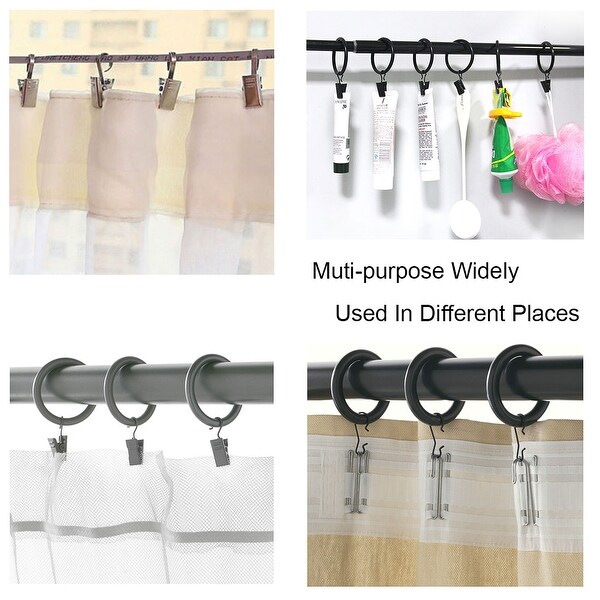 16Pcs Metal Curtain Rings With Clips Hanging Hooks Holder Curtain Clips 