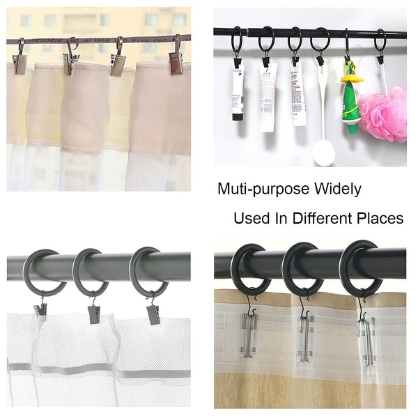 20pcs Stainless Steel Shower Bath Window Curtain Rod Clips Hook Clip Rings CA 