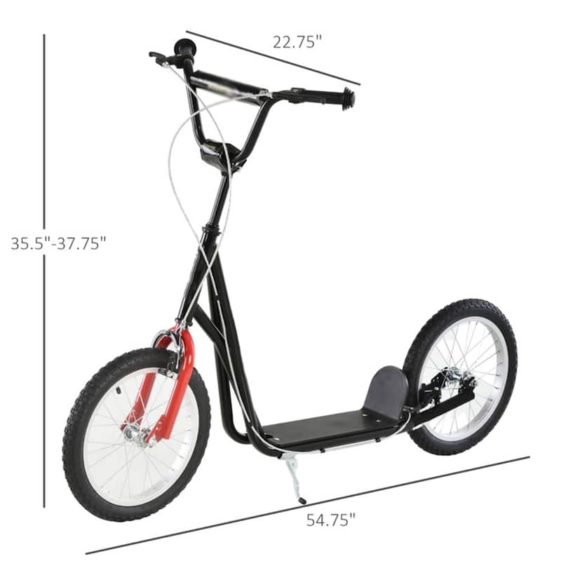 Children’s Ride-On Scooter with Soft Grip Handlebar and Anti-Slip Foot Deck for Outdoor Use - 54.75"L x 22.75"W x 35.5"-37.75"H