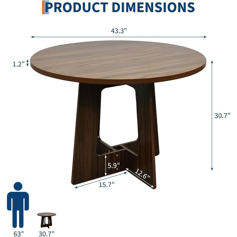 43.3" Kitchen Round Dining Table for Dining Room, Kitchen, Apartment Small Spaces (Only Table)