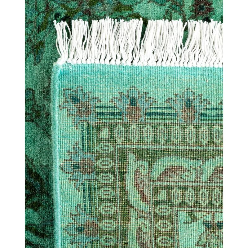 Overton Hand Knotted Wool Vintage Inspired Modern Contemporary Overdyed Blue Runner Rug - 2' 5" x 12' 4"