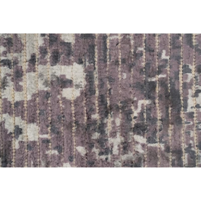 Hand Knotted Oriental Viscose Silk Carpet Modern All-Over Purples Abstract Area Rug - 8' 0'' X 5' 1''