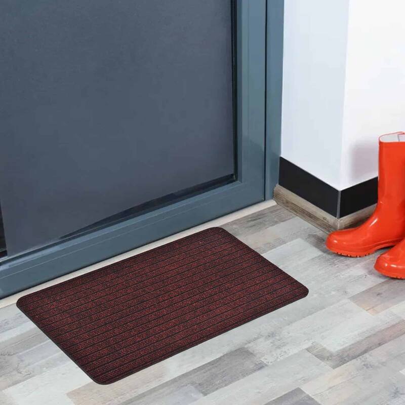 Outdoor Front Door Mat Chloe Polypropylene Latex Rug 24x16 Maroon