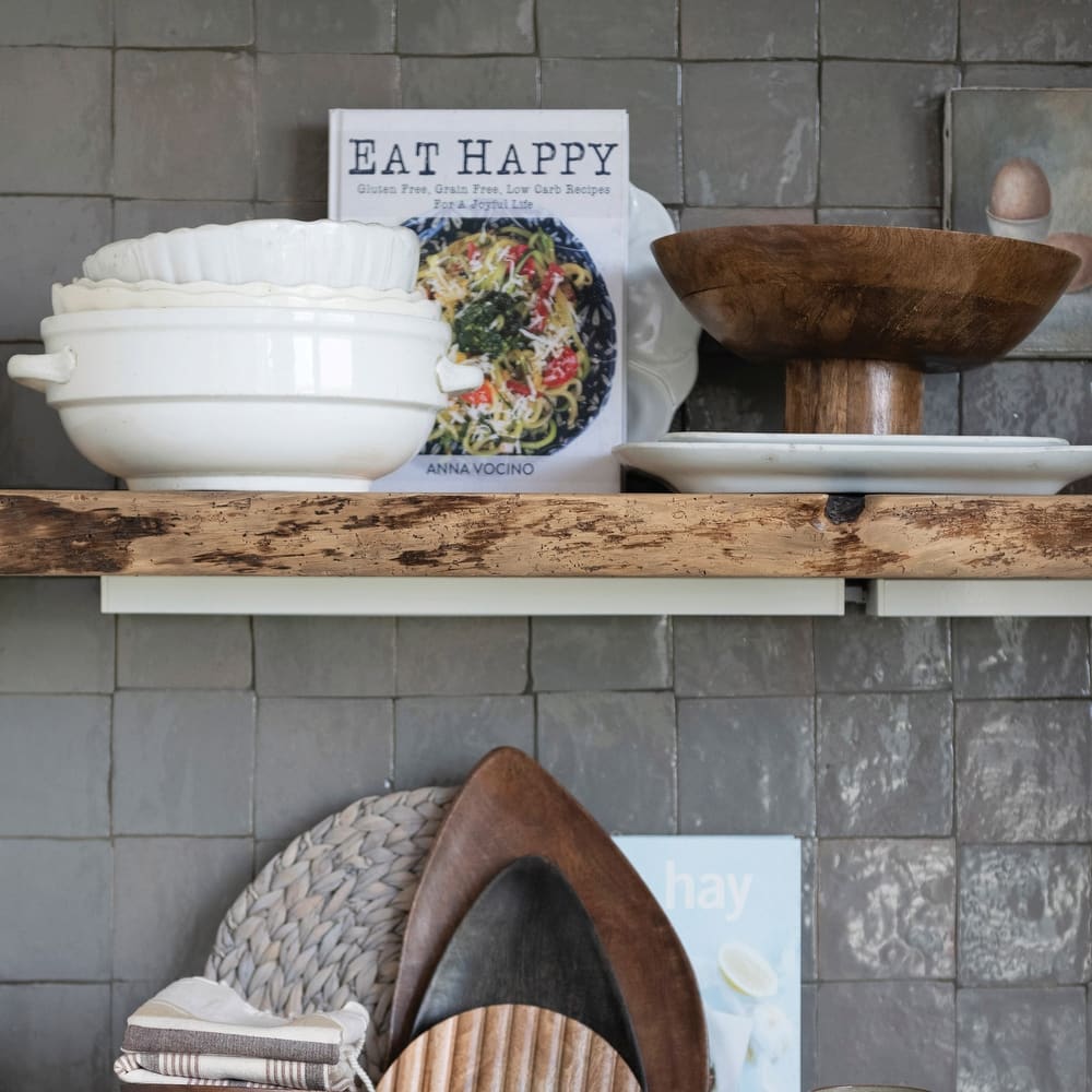 Mango wood footed bowl