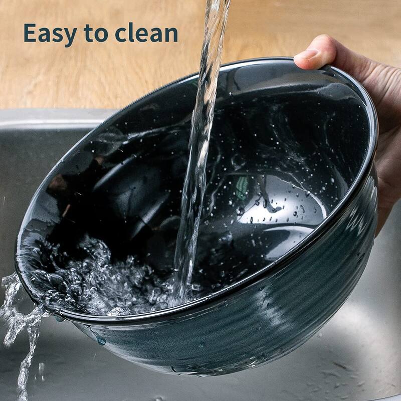 Ceramic Large Serving Bowls,84 Ounce Salad Mixing Bowls Set of 2 for Kitchen for Soup,Pho,Pasta,Popcorn