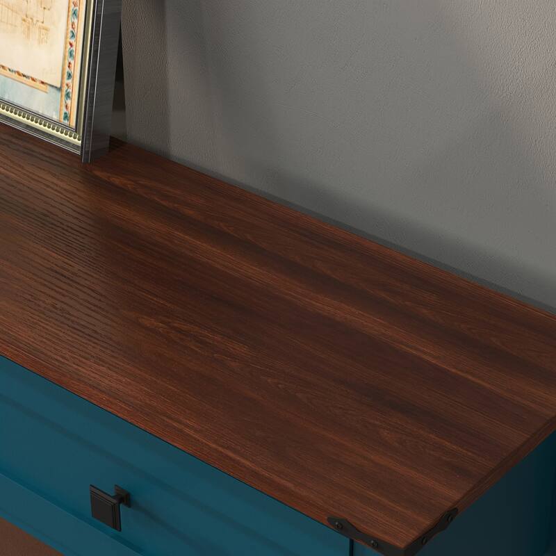 Farmhouse Console Table with 2 Drawer and Open Storage Shelf for Entryway Rustic 39.37" Wood Side Table Sofa Tables Behind Couch