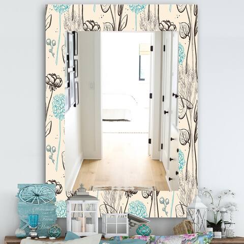Designart 'Vintage Flower Pattern' Bohemian and Eclectic Mirror - Modern Printed Wall Mirror