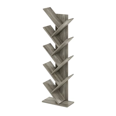 50.9 in. Tall French Oak Grey Wood 9-Shelf Bookcase