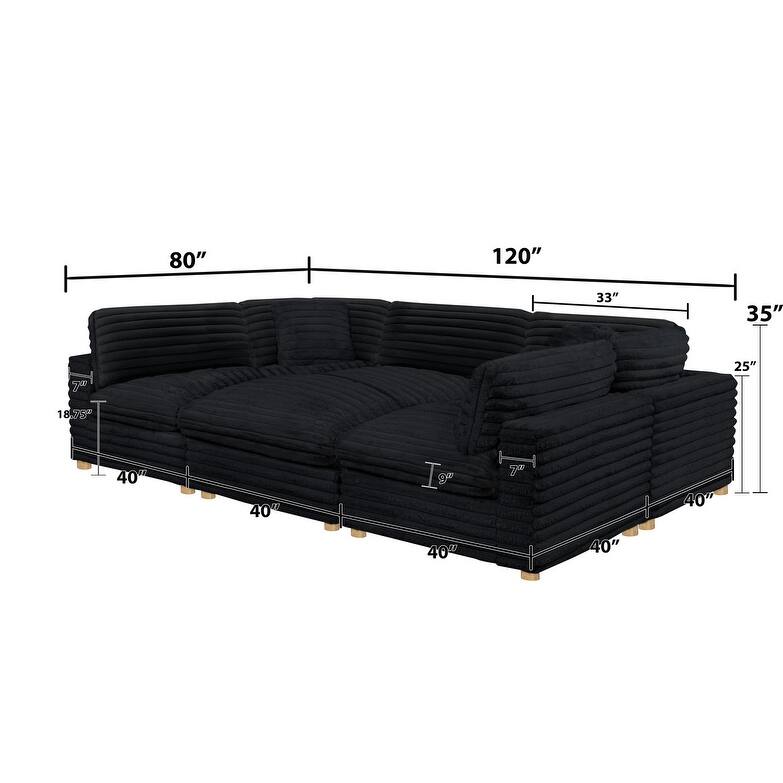 Best Quality Furniture 4-Piece Section Corduroy Modular