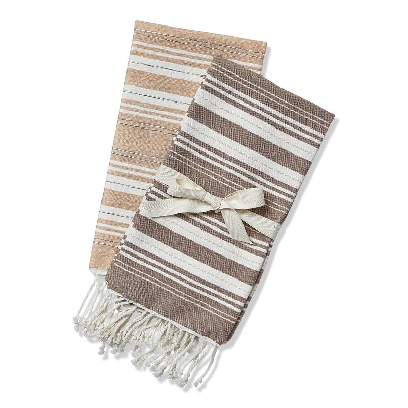 Sola Set of 2 Beige Guest Towels Cotton Hand Towels Everyday Use 22x16 inches Machine Washable Taupe Brown - Multi