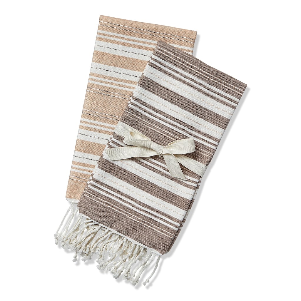 Sola Set of 2 Beige Guest Towels Cotton Hand Towels Everyday Use 22x16 inches Machine Washable Taupe Brown - Multi