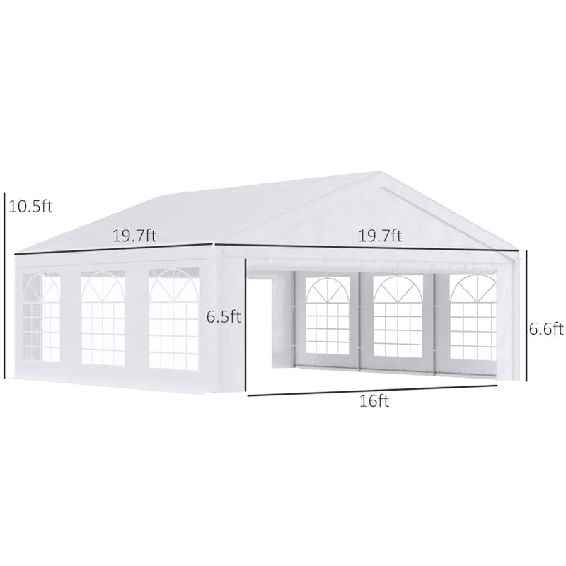 Outsunny 20' x 20' Heavy Duty Wedding Tent & Carport, Portable Garage with Removable Sidewalls, Large Outdoor Canopy