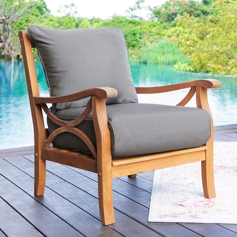 Cambridge Casual Lowell Teak Patio Club Chair with Cushion