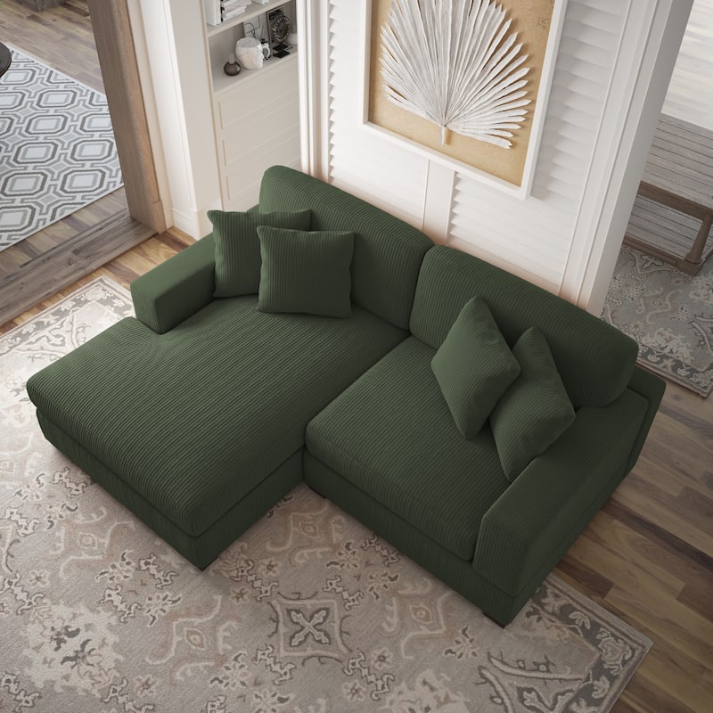 Corduroy Modular Couch Sectional Chaise Lounge Sofa