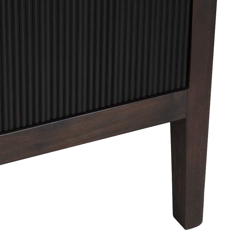 74 in. Brown Solid Wood 4 Door Media Credenza_Sideboard