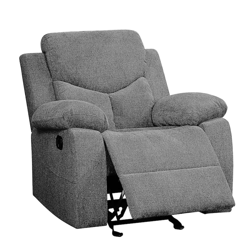 Fabric Upholstered Glider Recliner Chair with Pillow Top Armrest, Gray