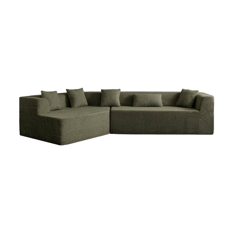 127.5'' Modern Minimalist Emerald Foam Sectional Cloud Couch with Deep Seat, No Assembly Required