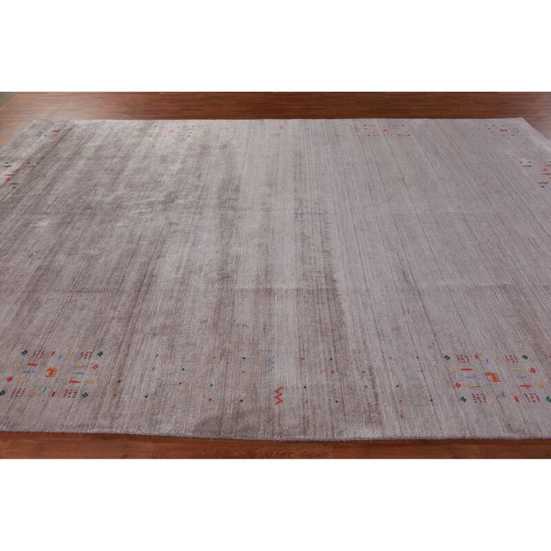 Hand Knotted Oriental 100% Wool Carpet Tribal Tribal Beige & Ivories Gabbeh Area Rug - 12' 4'' X 9' 0''