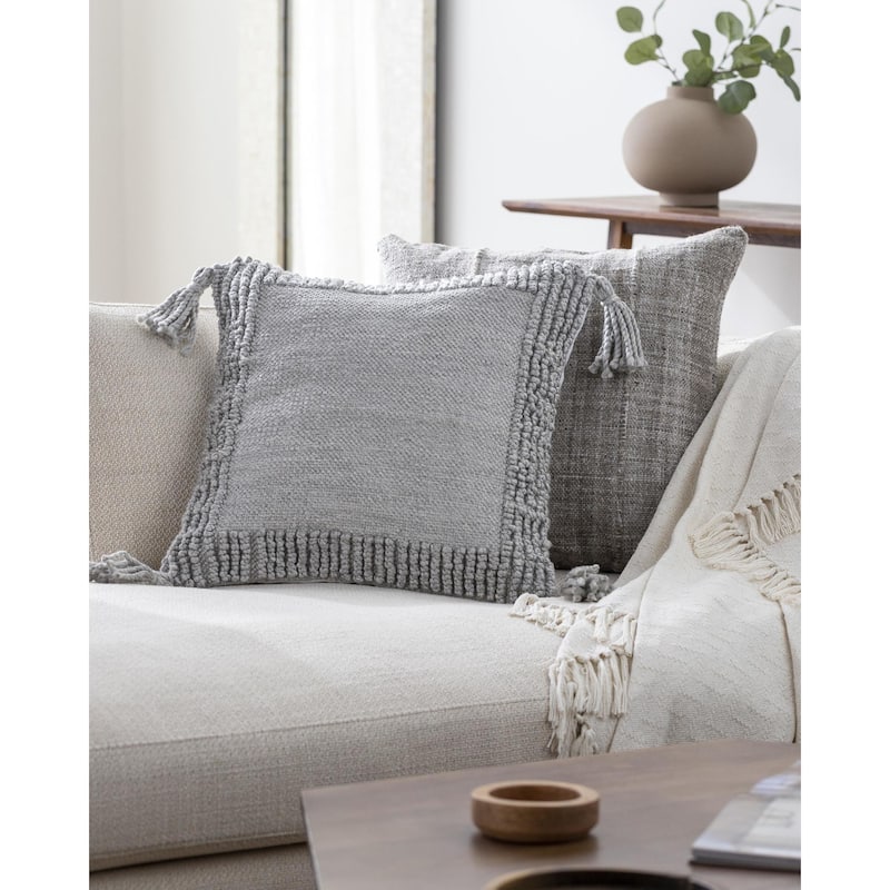 Xzavier Modern & Contemporary Solid Color Accent Pillow - 22"L x 22"W - Down - Grey