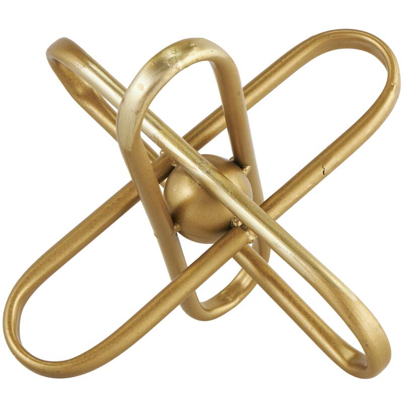 CosmoLiving by Cosmopolitan Gold Metal Linked Jack Decorative Sculpture with Orb Center (Set of 2)