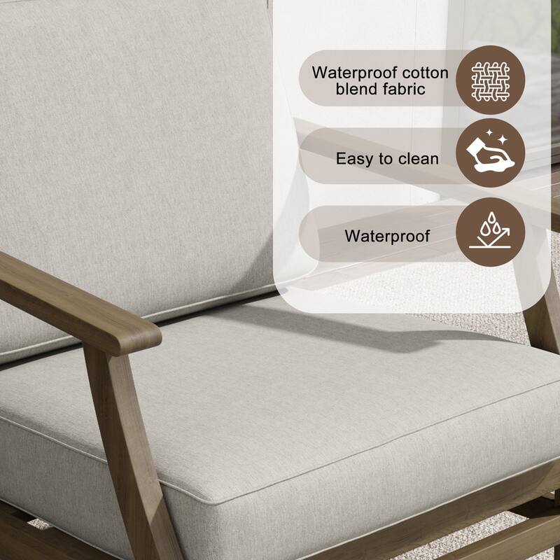 Teak Outdoor Bistro Set with Weather-Resistant Cushions (3-Piece Set)