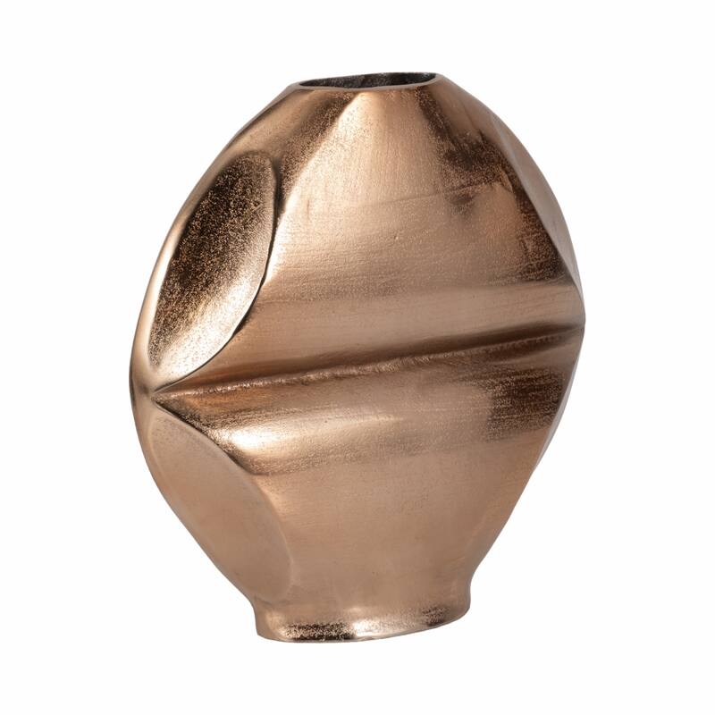 Metal Byram Slit Design Decorative Vase - Champagne, 14 in.