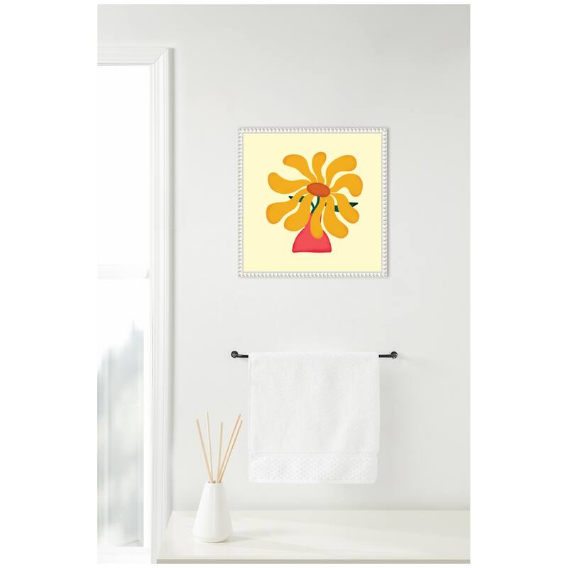 Kate and Laurel Sylvie Sunflower 3 Framed Canvas by Carrie Cantwell