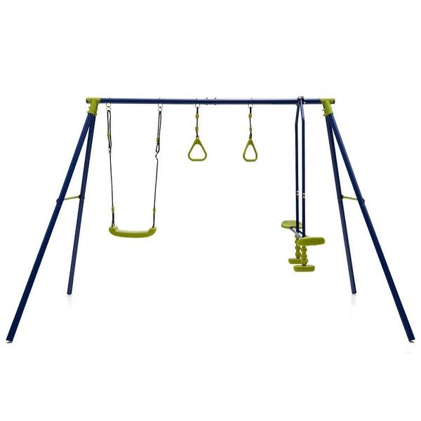 slide 2 of 10, 3-in-1 Outdoor Swing Set for Kids Aged 3 to 10 - 109.5" x 56" x 69.5"(L x W x H)