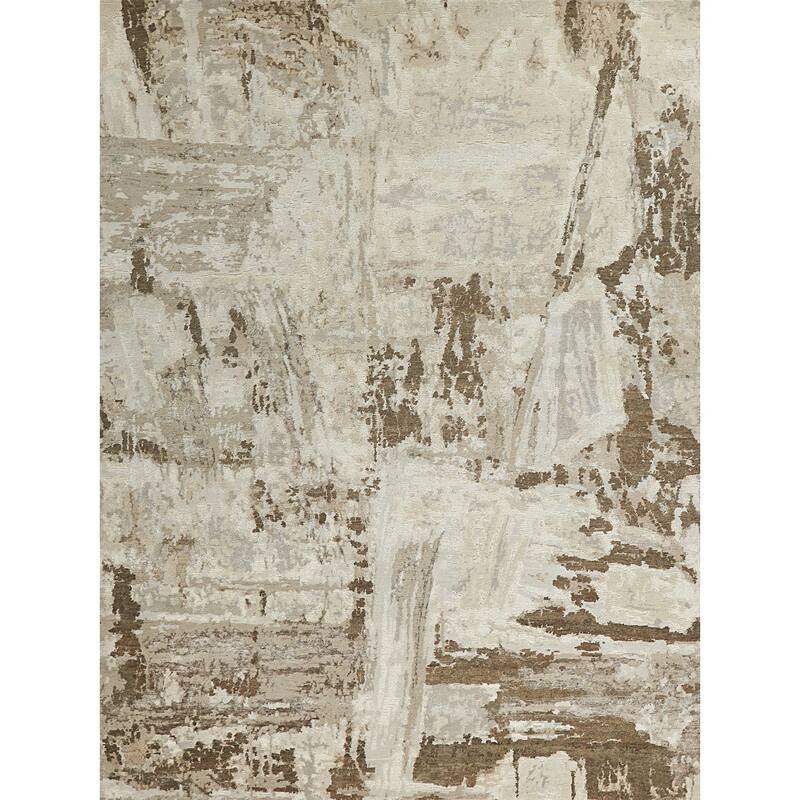 Exquisite Rugs Luxury Laureno Hand-Knotted Bamboo Silk Ivory/Beige Area Rug