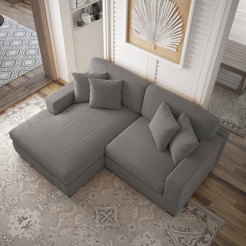 Corduroy Modular Couch Sectional Chaise Lounge Sofa