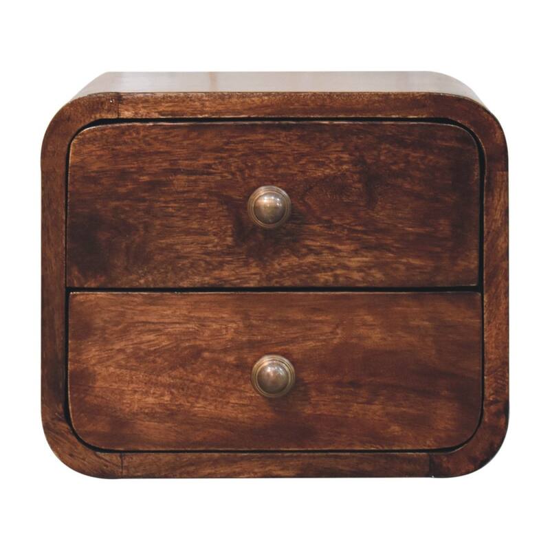 Solid Wood California Walnut Wall-Mounted Bedside with 2 Drawers