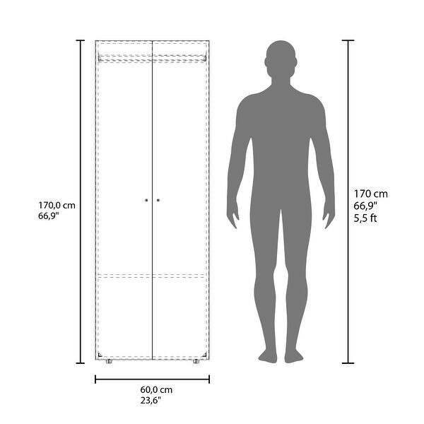 dimension image slide 0 of 2, Home 2 Doors Closet System Armoire, Hanging Rod And Storage Shelf, Modern Armoire For Bedroom Organization Storage