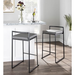 Porch & Den Forrest Black Stackable Fully Welded Counter Stool (Set of 3)